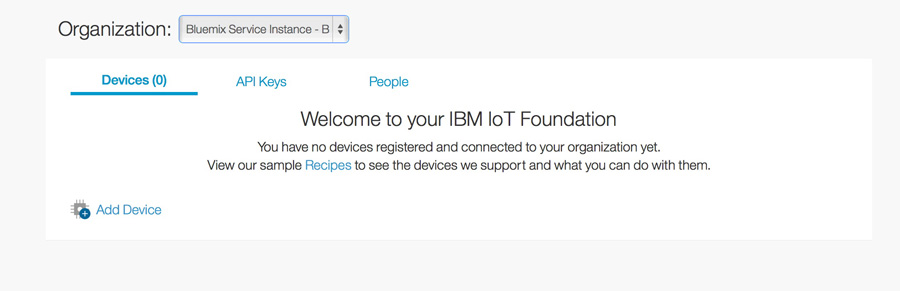 IOT Foundation 欢迎页面的屏幕截图